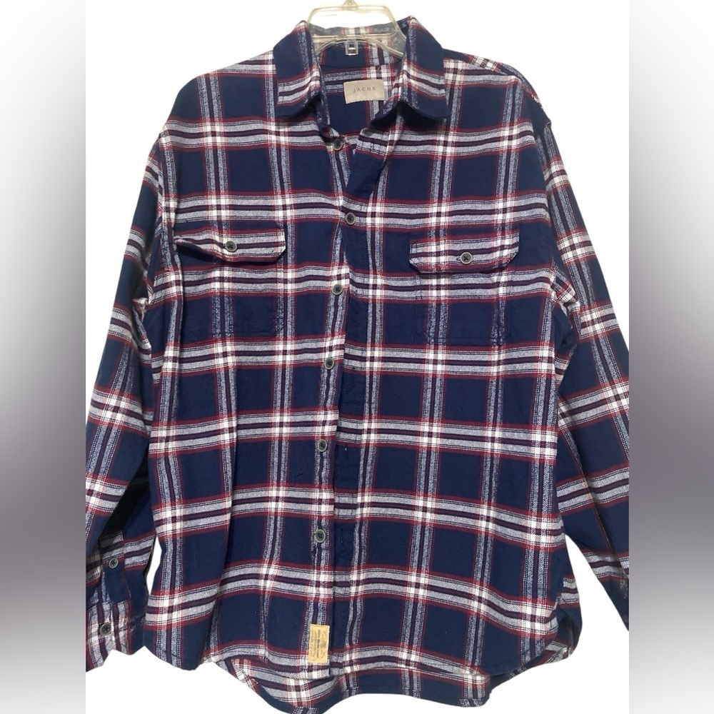Jachs Casual Button Down Shirt Blue Red Plaid